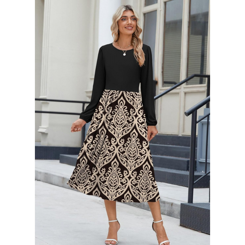 2025 Autumn/Winter Women's Long Sleeve Dress Casual and Flowy A-Line Bohemian Style Floor-Length Dress 2025 Autumn/Winter Women's Long Sleeve Dress Casual and Flowy A-Line Bohemian Style Floor-Length Dress