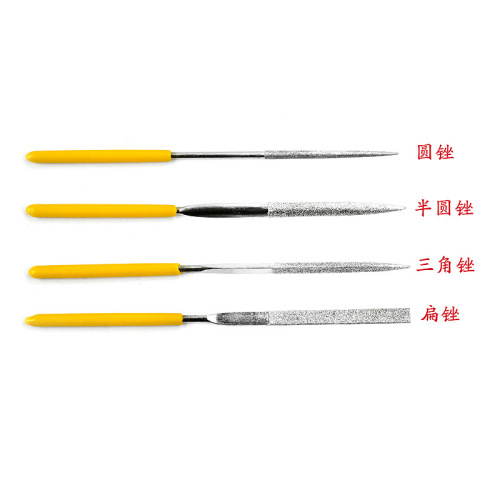 Electroplated gold steel stone file, round file, diamond file, flat file, dressing and grinding file 3*140