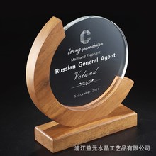 定制高档木质牌匾水晶奖杯奖牌授权牌厂家直销水晶工艺礼品