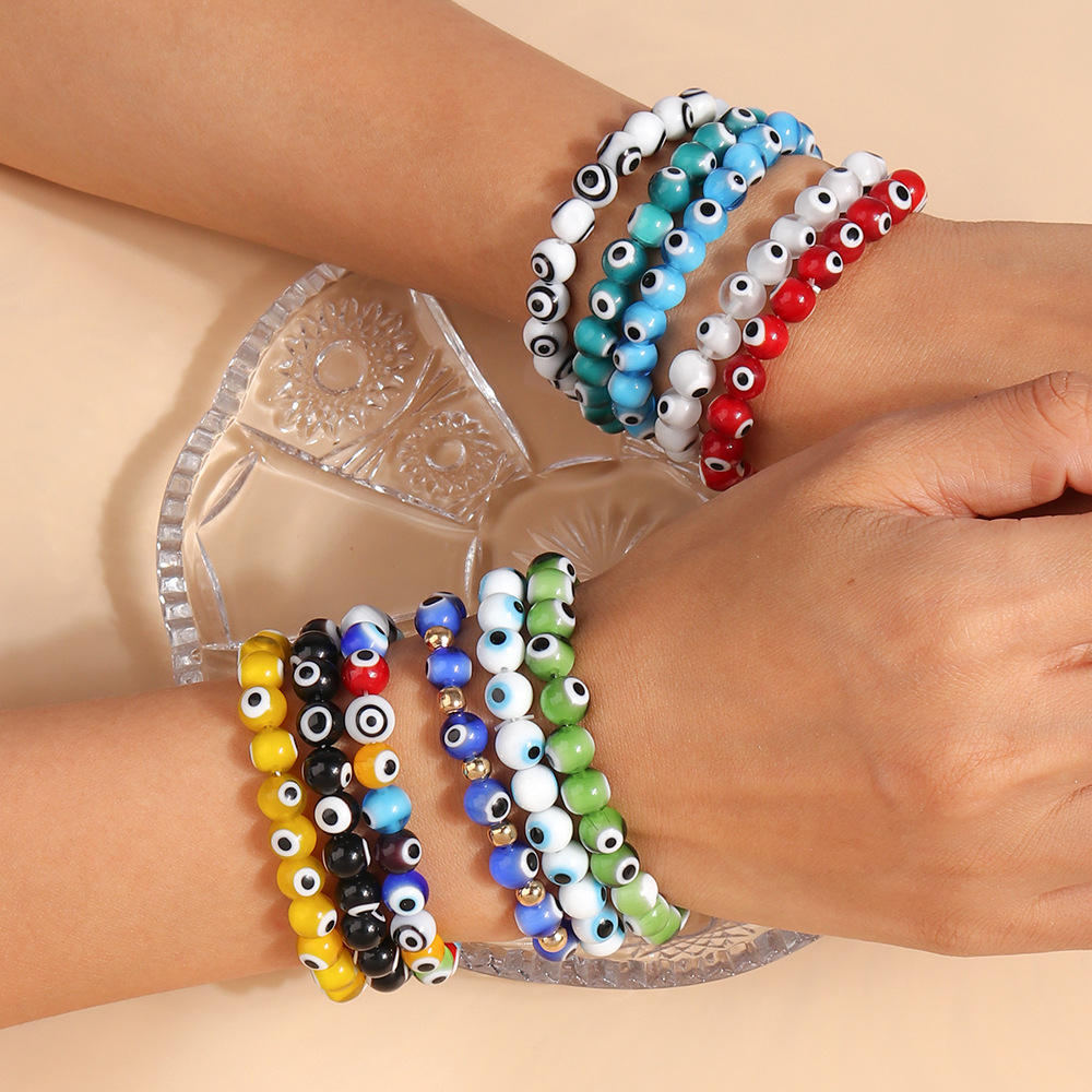 16g Weight Stretch Adjustable Clasp Closure Type Bracelets Classification Resin Chain Material Beaded Chain Chain Type 1 Piece Quantity Holiday, Daily Occasion Resin Material Eye Pattern All Seasons Season Women's Gender Vintage Style Style Vintage Style Eye Resin Beaded Chain Stretch Adjustable Beaded Bracelets Wholesale 2