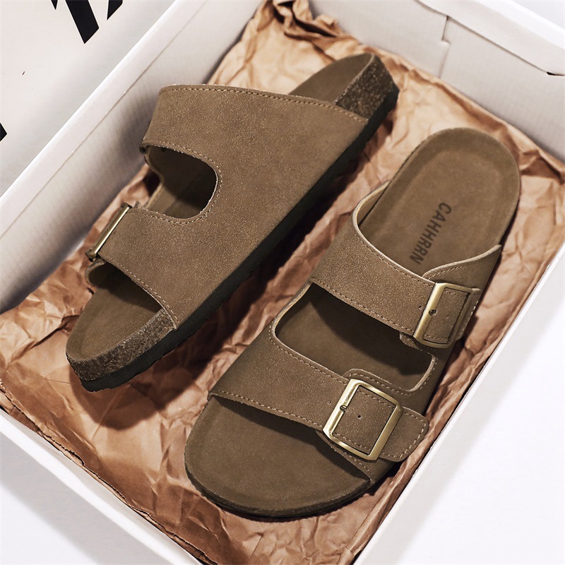 En nombre de los zapatos Boken para hombre, chanclas, sandalias y zapatillas antideslizantes de playa casual de verano, hebilla retro para hombre 2025 nuevo