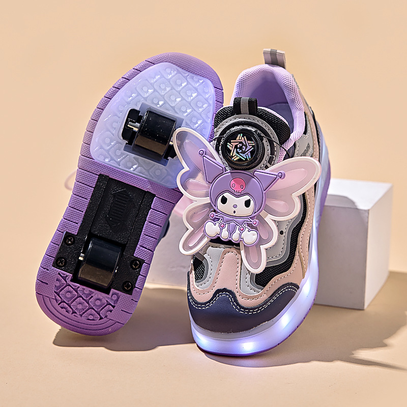 Children's Heelys Shoes Double Wheel Invisible Girls Cartoon Wings Sports Shoes Two Wheel Shrinkable Skates Boys Roller Skates