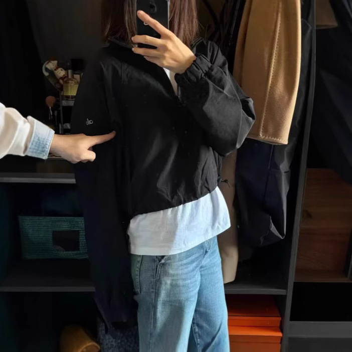 オリジナルブランド A ファミリー LO 日焼け防止服防風ジャケットスタンドカラールーズショート日焼け防止服女の子通気性薄い屋外長袖|undefined