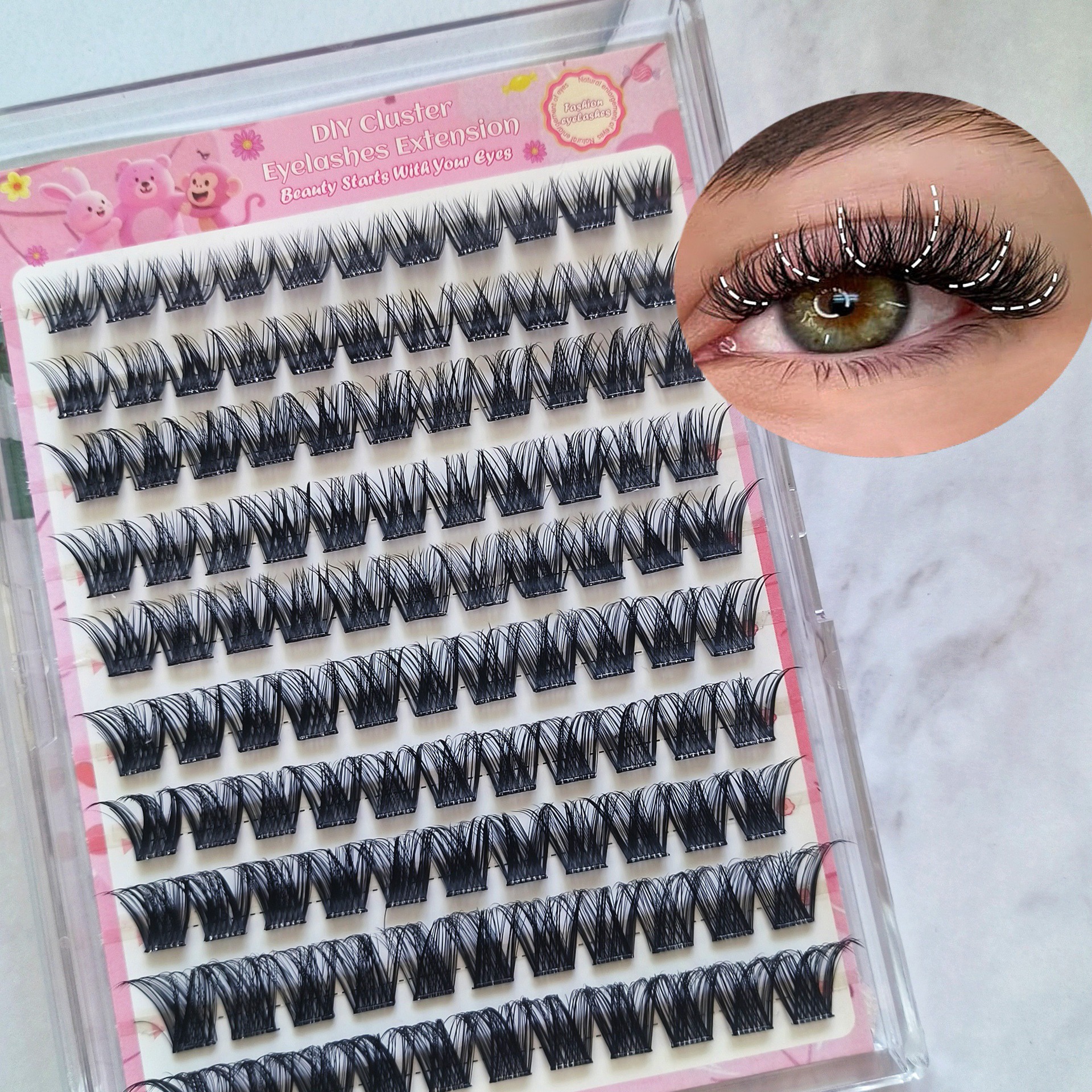 Conjunto de pestañas falsas transfronterizas de gran capacidad serie WM, ojos grandes, ojos lindos, pestañas falsas de imitación natural.