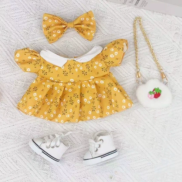 Yellow floral+bow+strawberry bag]+shoes