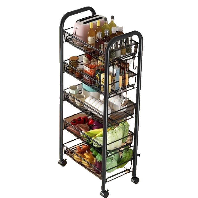 キッチン多機能収納ラック床置き家庭用多層ステンレス鋼収納ラック収納ラック野菜バスケットトロリー|undefined