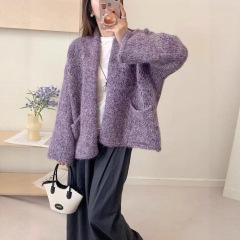 慵懒风松弛感针织开衫外套女2025秋冬季新款韩版宽松口袋毛衣外穿