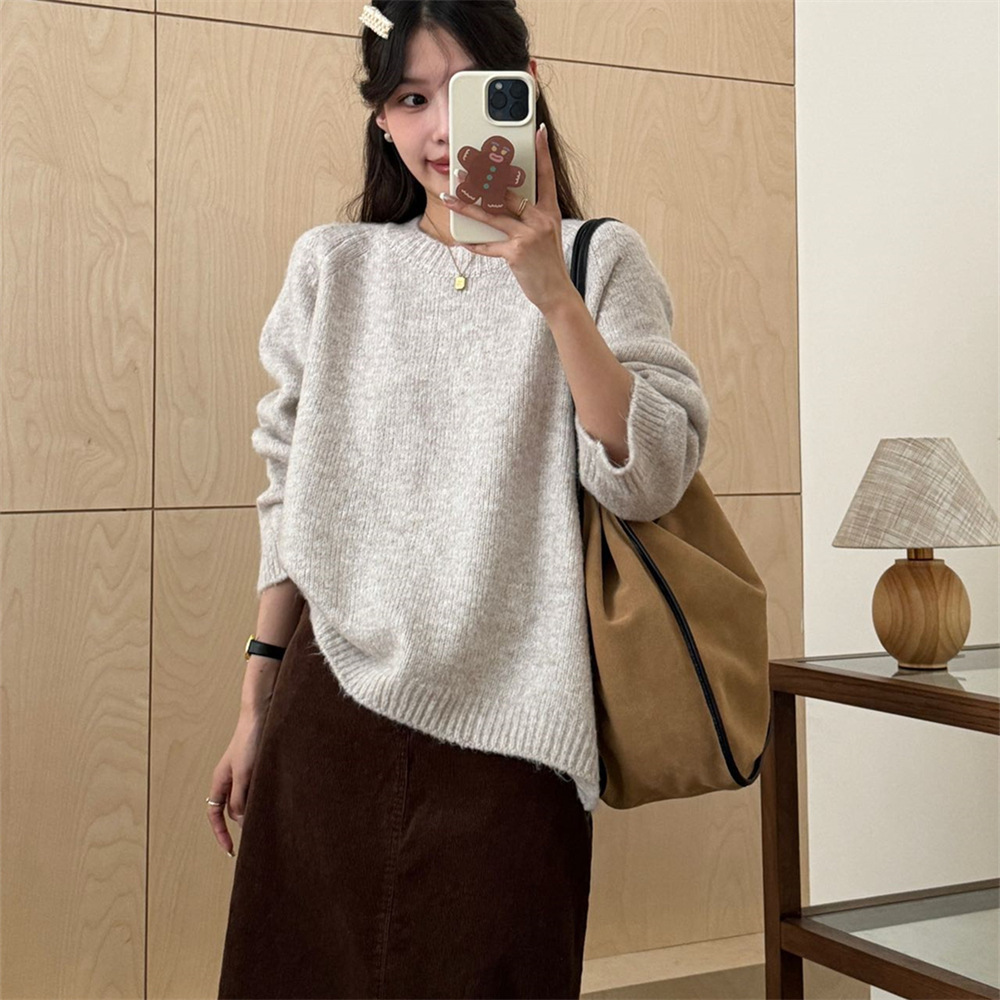 24 invierno Puyuan perezoso viento grueso suave glutinoso chaqueta suéter para mujeres otoño invierno nuevo estilo coreano ancho
