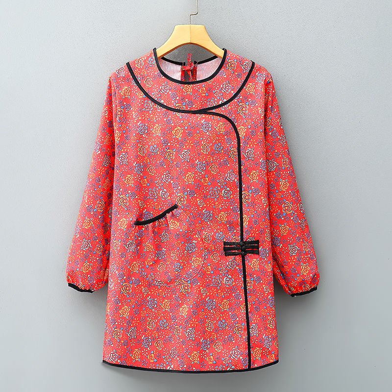 New Chinese-style Long-sleeved Apron Kitchen Cooking, Anti-stain, Wear-resistant, Breathable, Thickened Coverall Women,_voghion.com