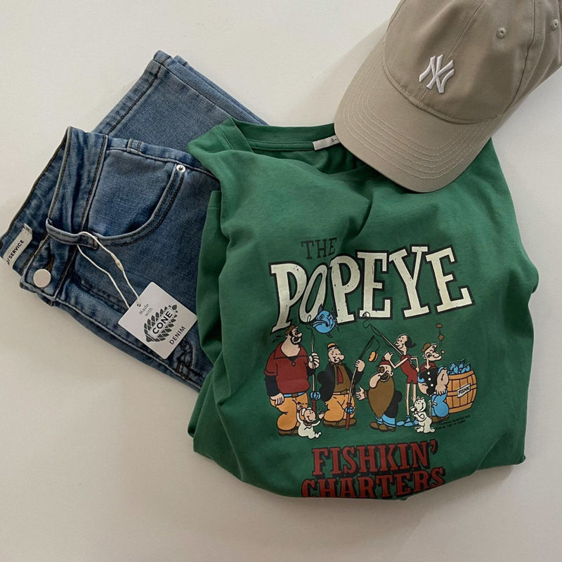 ZX Men's Pure Cotton Short-sleeved T-shirt New Arrival Niche Ins Trendy Harajuku Style Cartoon Printing Simple Half-sleeved T-shirt Trendy