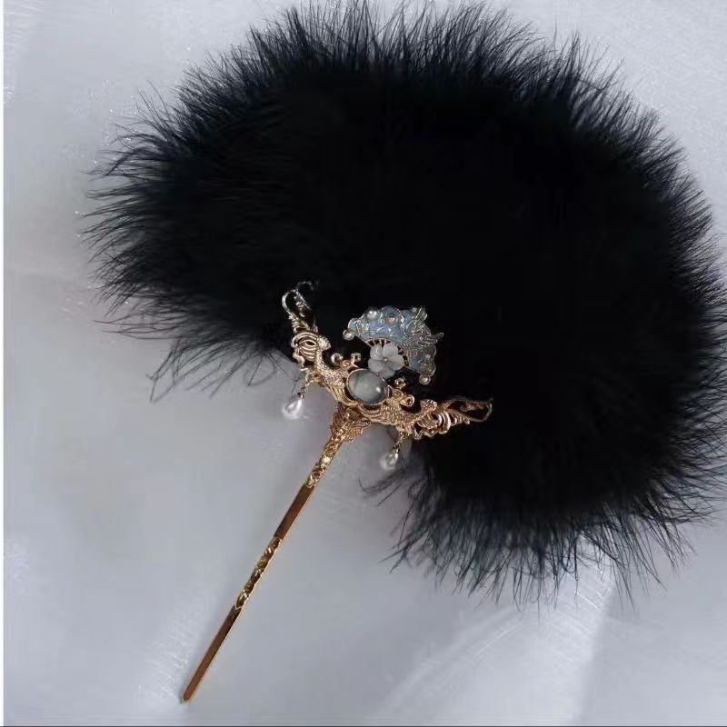 Ventilador de plumas de corona de flores calientes de estilo antiguo se puede usar como pinzas de pelo para tomar fotos accesorios para la cabeza vestidos antiguos super inmortales nuevos accesorios chinos