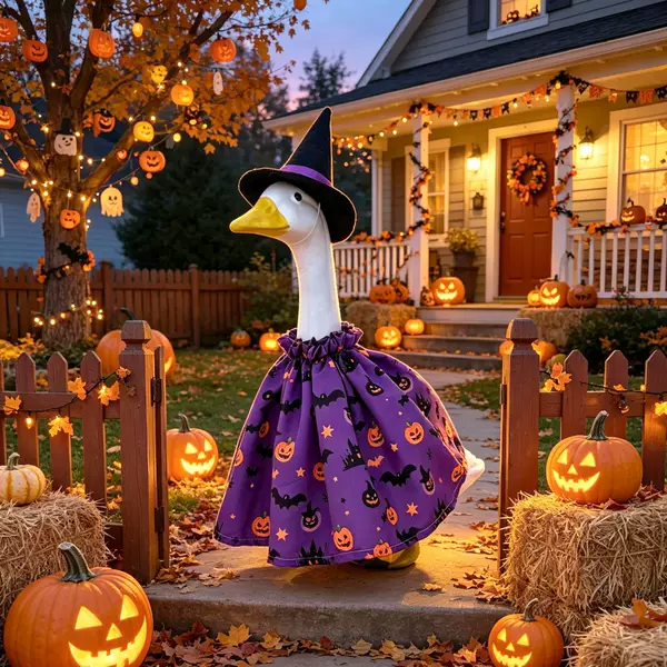 Cross-Border Halloween Porch Goose Costume Pumpkin Imp Design Garden Statue Goose Holiday Decoration Set Amazon