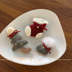 圣诞韩式毛绒圣诞树红绿色靴子装饰品辅料配件批发diy饰品包配饰