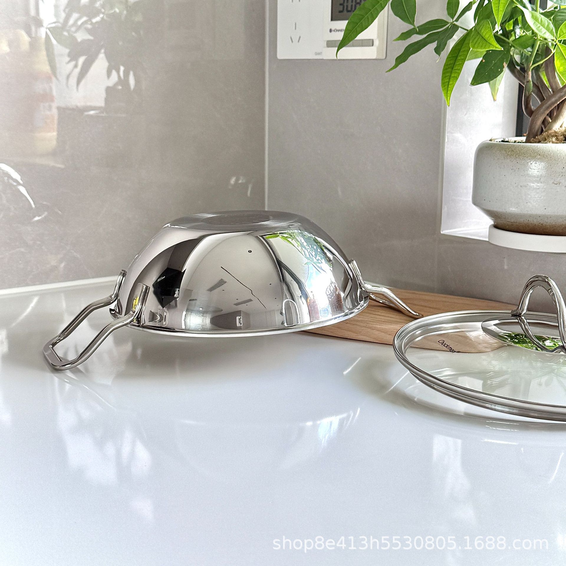 Zhuo Deming 18 / 10 acero inoxidable de doble oreja pequeña olla de marisco casera olla seca olla caliente al aire libre 20cm