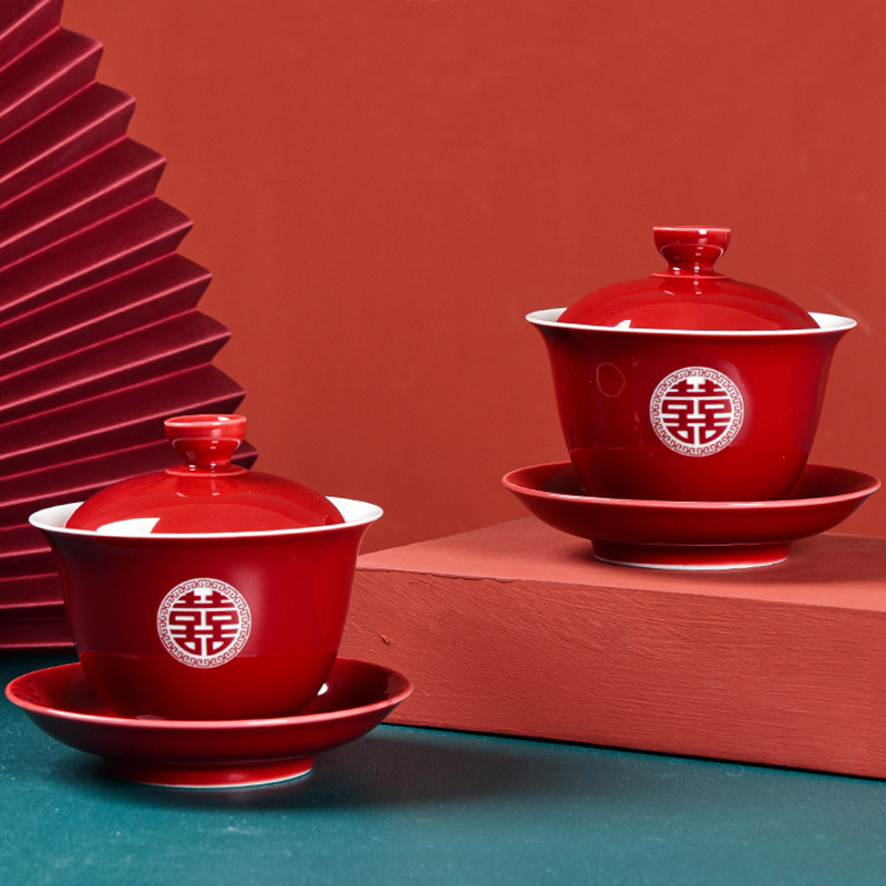 Colección de suministros de la boda cuencos y palillos de la boda traje taza de té boda tostadas modificadas tazón de cerámica de la boda taza de la boda palillos de la boda