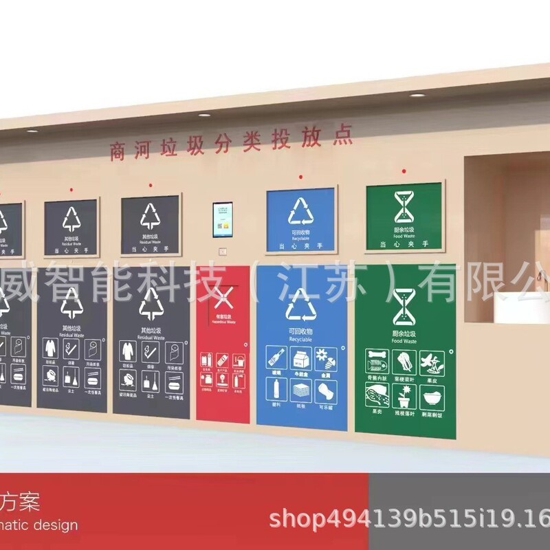 Garbage Sorting Bin with Automatic Sensor Cleaning, Smart Community Public Garbage Sorting Bin