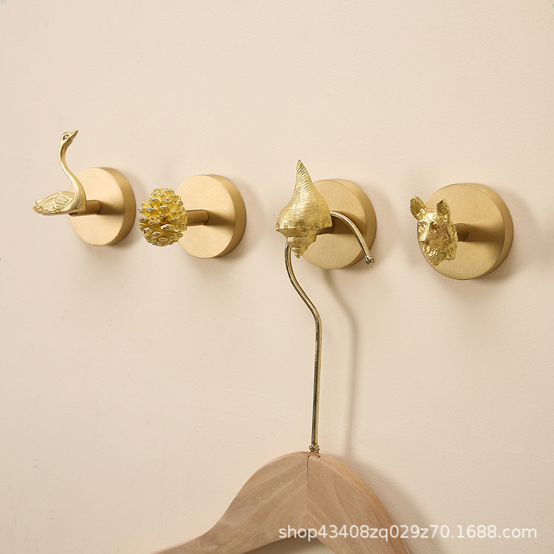 Creative Luxury European and American Style Hook for the Entrance Door, No-Drill Handle Hook for Cabinet Doors, Brass Decorative Hook for Home Creative Luxury European and American Style Hook for the Entrance Door, No-Drill Handle Hook for Cabinet Doors, Brass Decorative Hook for Home