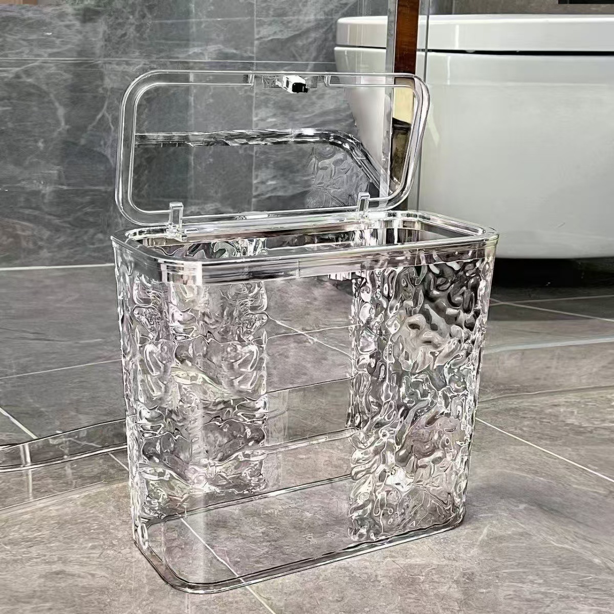 Toilet Trash Bin Light Luxury Household Toilet Slit Paper Basket with Lid Dormitory Office Kitchen Toilet High-end