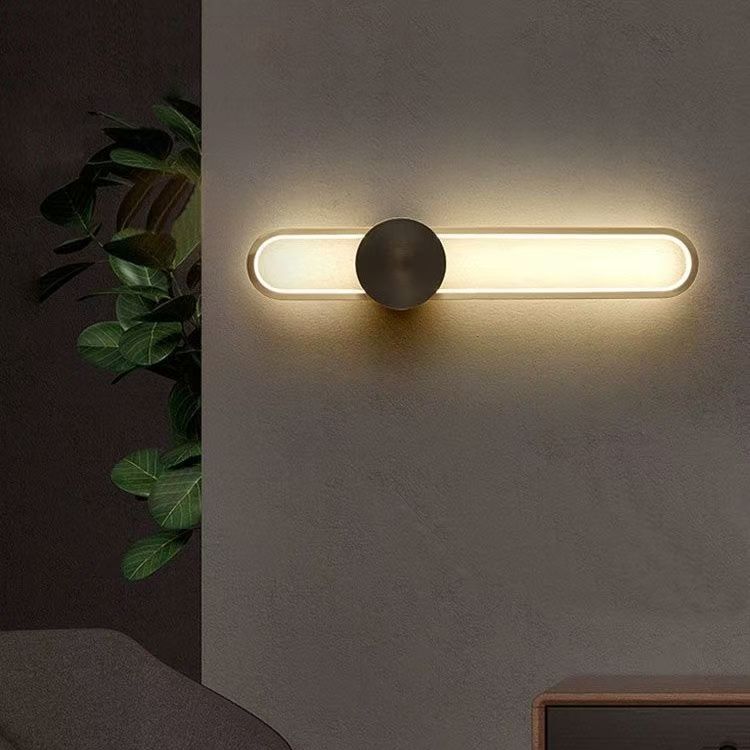 Luz de pared roja moderna simple ovalada lámpara de pared del dormitorio cabecera sofá de fondo luz de pared transfronteriza