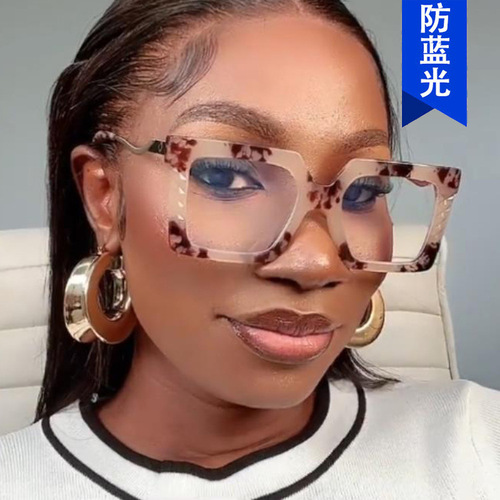 European and American retro square anti-blue light glasses frame trend  new optical mirror flat mirror female personalized glasses frame