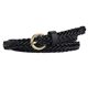 Summer Vintage Woven Bronze Buckle Women's Thin Belt Fashionable All-match Dress Punch-free PU Decorative Belt Women