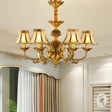 简欧式全铜吊灯客厅餐厅卧室6头铜艺灯美式现代简约铜艺灯具1613