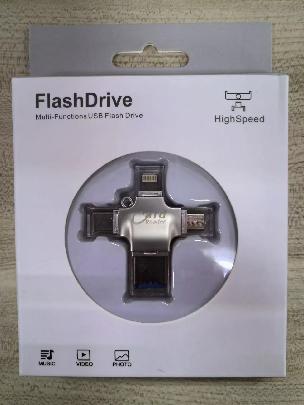 Lector de Tarjetas Cuatro en Uno al por Mayor, Compatible con Teléfonos Móviles Apple, Android, Huawei OTG, Tarjeta de Memoria, Material Metálico