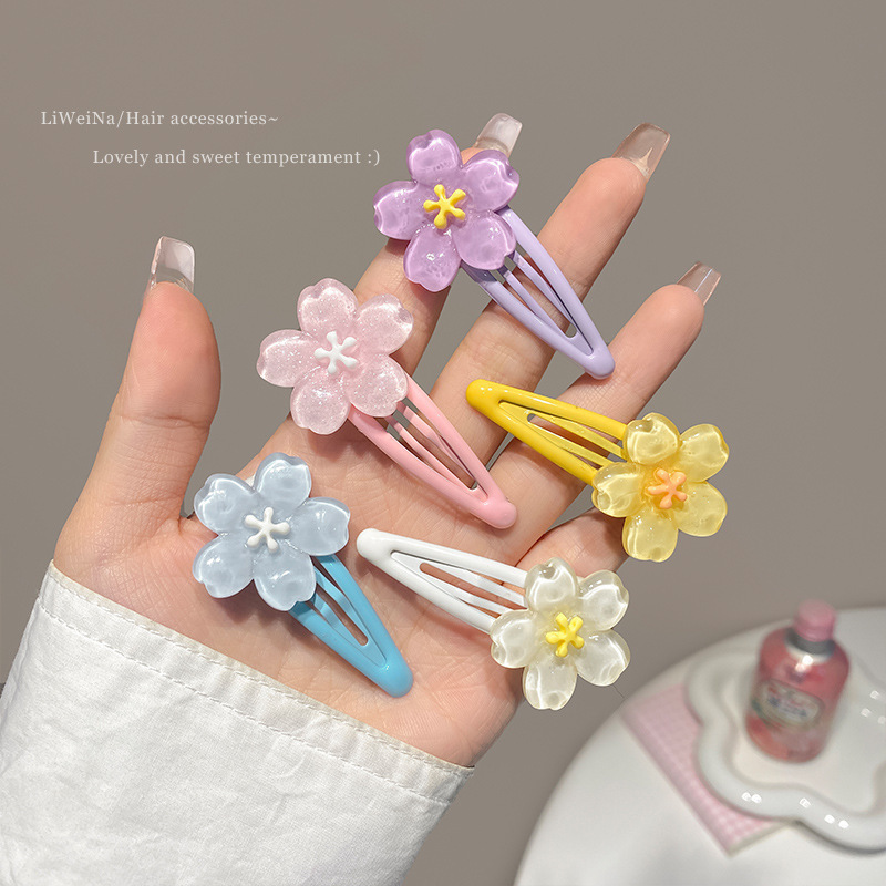 甜美少女果冻樱花发夹儿童碎发刘海夹夏季小清新花朵夹子发卡头饰|undefined