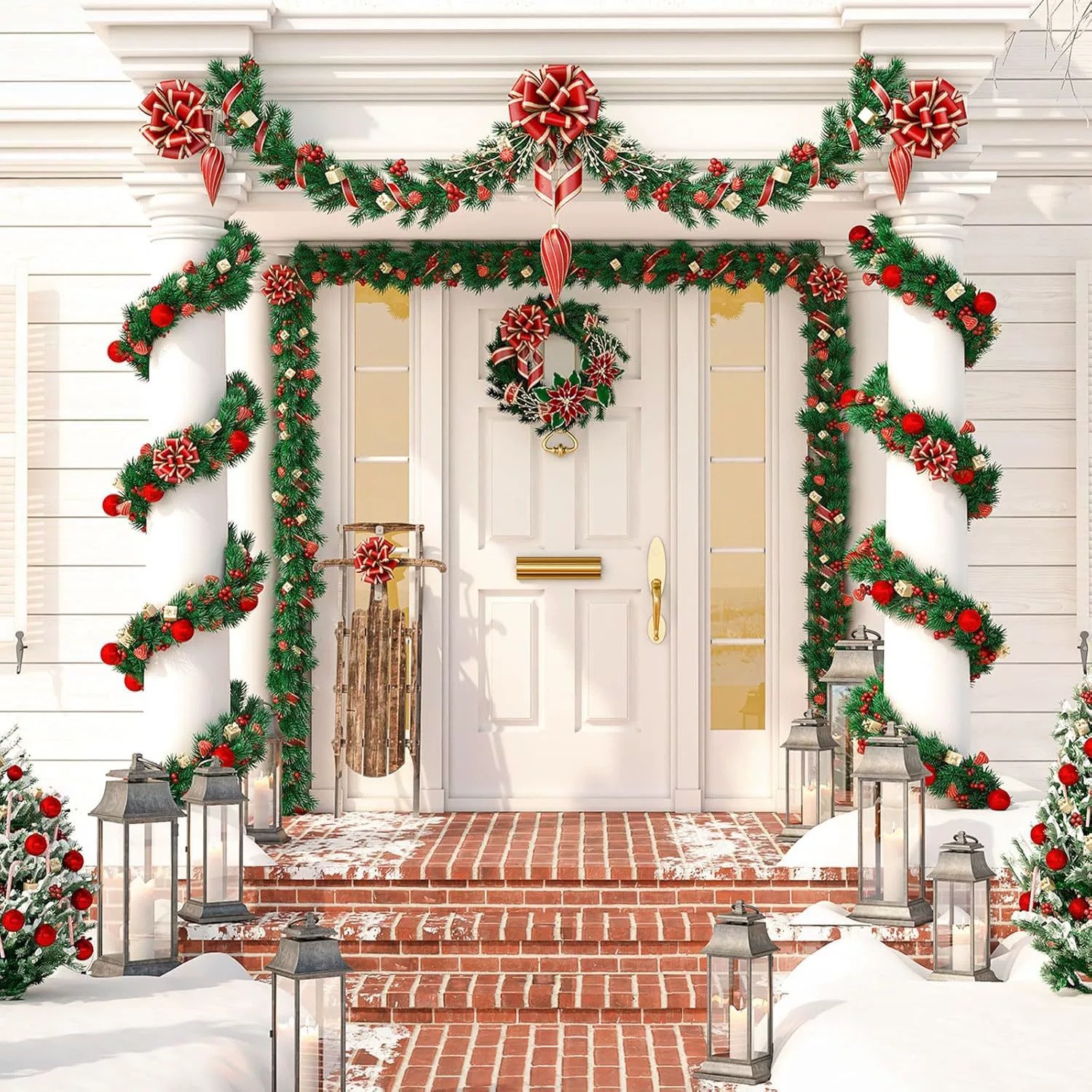 Navidad transfronteriza decoración de fichas festivas decoración de fichas de lana 9cm2m cifrado filamento verde militar