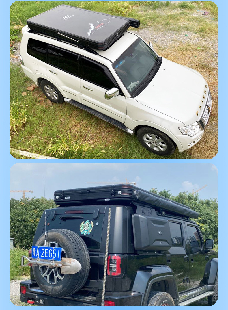 Side-Opening Thin Roof Tent for Outdoor Camping Style, No Need to Build Sunshade and Rainproof Aluminum Alloy Suv Car Hard-Top Tent