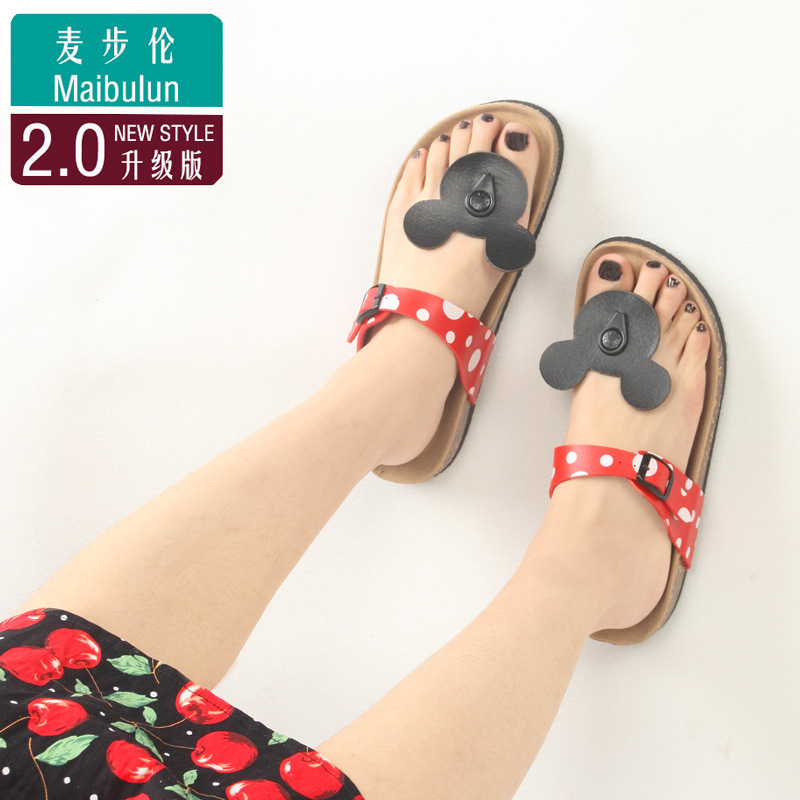MacProm Flat Cork Slippers Cartoon Mickey Rabbit Pinch Foot Cute Western Style Men's and Women's Beach Heightening ins MacProm Flat Cork Slippers Cartoon Mickey Rabbit Pinch Foot Cute Western Style Men's and Women's Beach Heightening ins