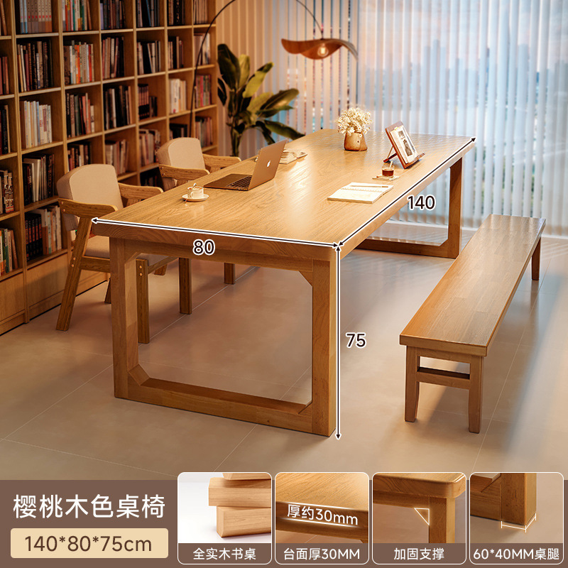 Toda la sala de estar de madera maciza, escritorio largo, escritorio de lectura y estudio, escritorio doble para el hogar, mesa de trabajo para la sala de estar