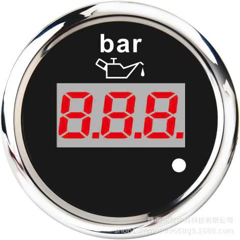 Universal 52mm Car Boat Modified Universal Meter Digital Display Oil Pressure Gauge 12v 24v (automobile instrument) - black-background-silver-edge