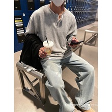 假两件长袖T恤男2024春秋新款内搭打底衫上衣服潮流男装 一件代发