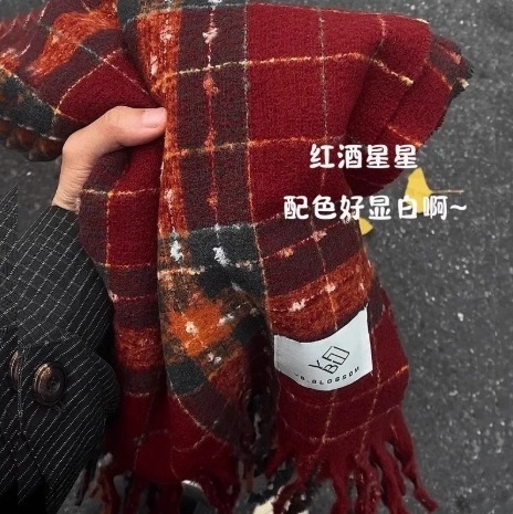 纯白色围巾女秋冬季韩系氛围感保暖加厚学生软糯马海毛围脖高级感|undefined