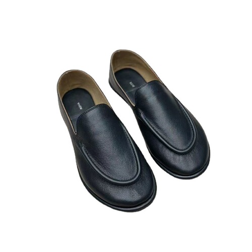 Top plate niche the top layer cowhide comfortable round head genuine leather flat sole slip-on Loafers for women