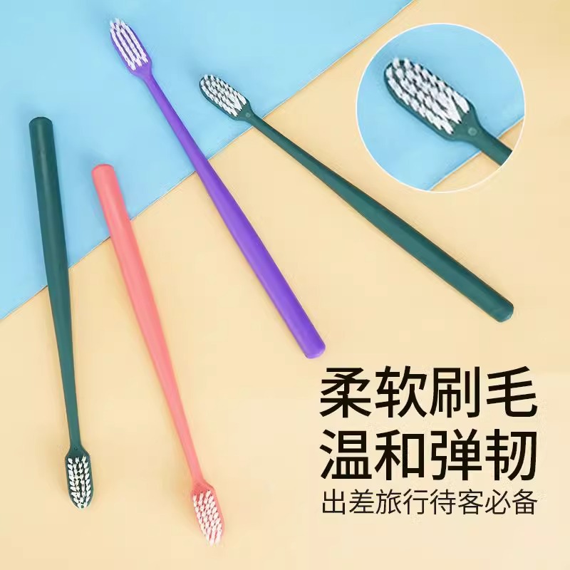 Single-use toothbrush with soft bristles and built-in toothpaste, individually packaged for hotels, inns, apartments, and household use, convenient for guests