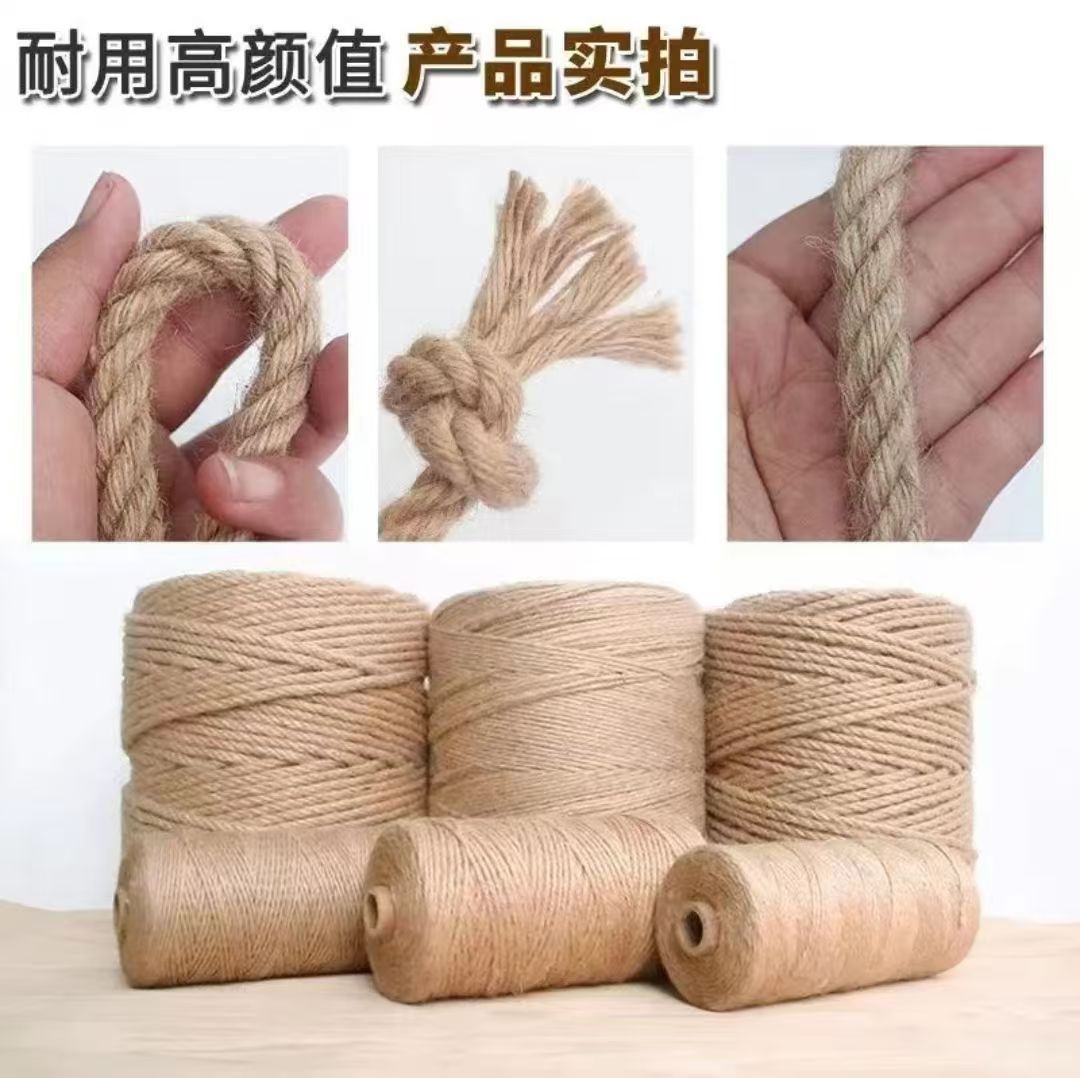 Fabricante de cuerda de cáñamo suministro DIY cuerda hecha a mano natural decoración artesanal grosor cuerda de agrupación de cuerda trenzada cuerda