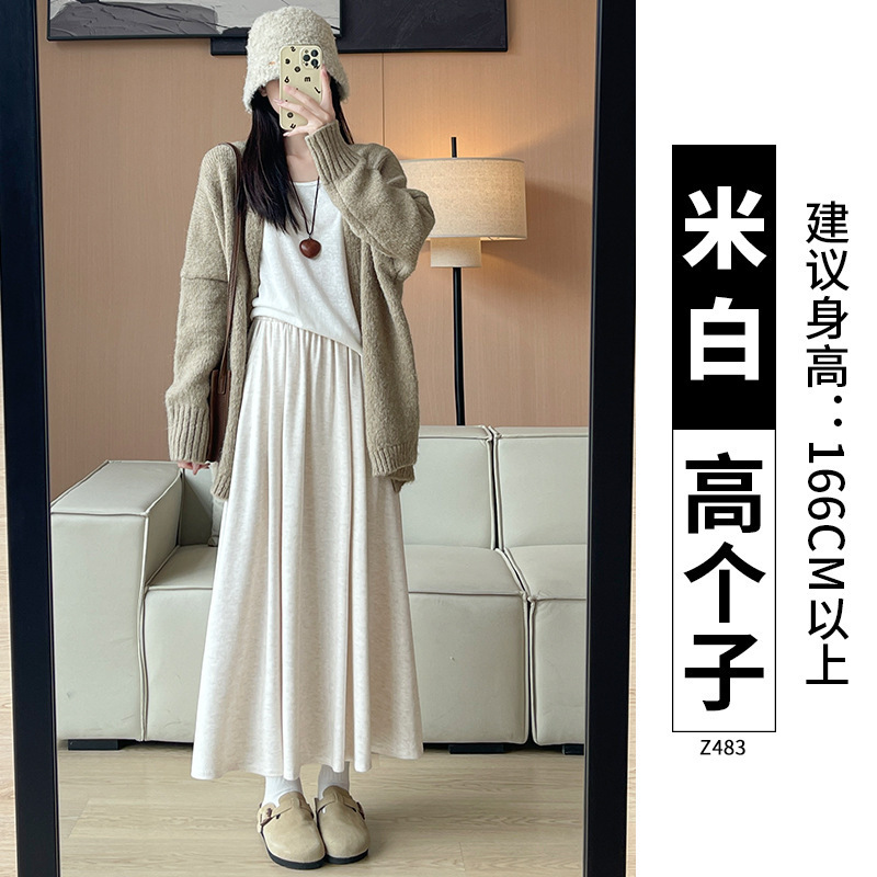 黑色糯米裙半身裙女长款2025新款秋冬季a字裙显瘦小个子加绒长裙|undefined