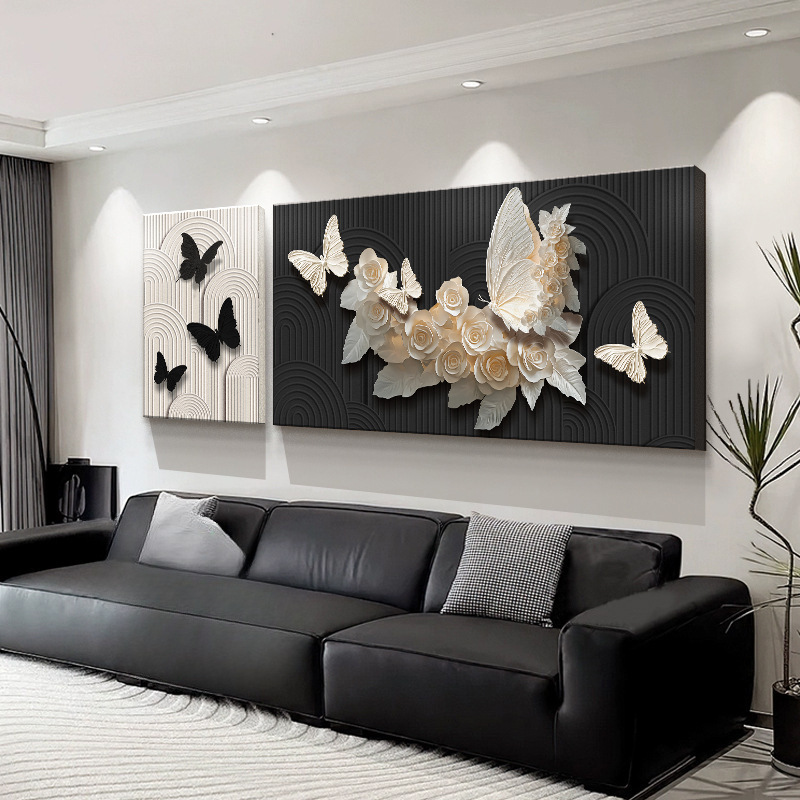 Modern Minimalist and Elegant Sofa Background Wall Decorative Painting Butterfly Light Luxury Hanging Painting