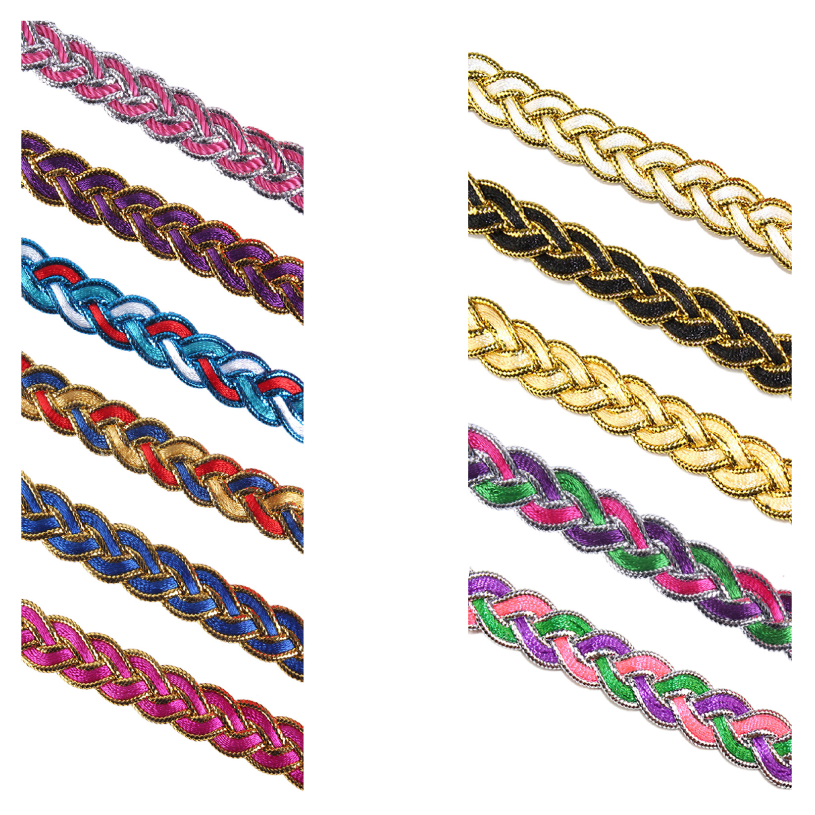 Fábrica al por mayor de oro y plata encaje de seda onda encaje cinta estilo étnico etapa Ropa Accesorios espiga encaje