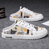 2021 summer new pattern Backless Semi slipper Korean Edition fashion ventilation canvas shoe leisure time Trend Sandals