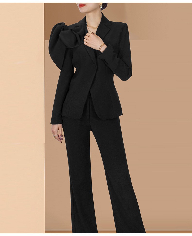 GraceChic 4282 New Fashionable Slimming Red Suit Women's Goddess Style Blazer + High Waist Pants Two-Piece Set_voghion.com
