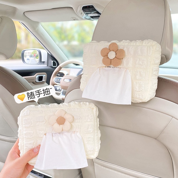 Caja de pañuelos para coche linda y sencilla caja de dibujo para coche colgante barandilla de almacenamiento de alta calidad suministros de decoración de coche
