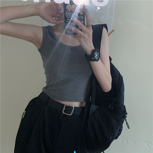 2024 Spring and Summer Dual U Straps Tank Top for Women, Thin Women's Solid Color Nipple Revealing Wrap Bralette Cotton Basic Top for Women