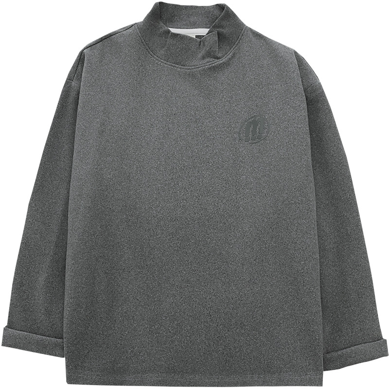 Camisa de terciopelo para niños Otoño e Invierno 2023 nuevos niños Camiseta de manga larga media cuello alto para niños medianos y grandes