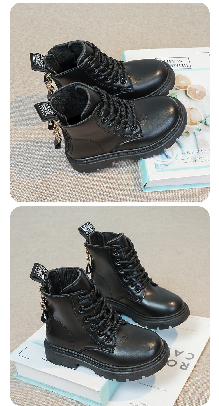 2024 Autumn/Winter New Children's Martin Single Boys' Velvet Short Warm Girls' Soft Bottom Leather Boots_voghion.com