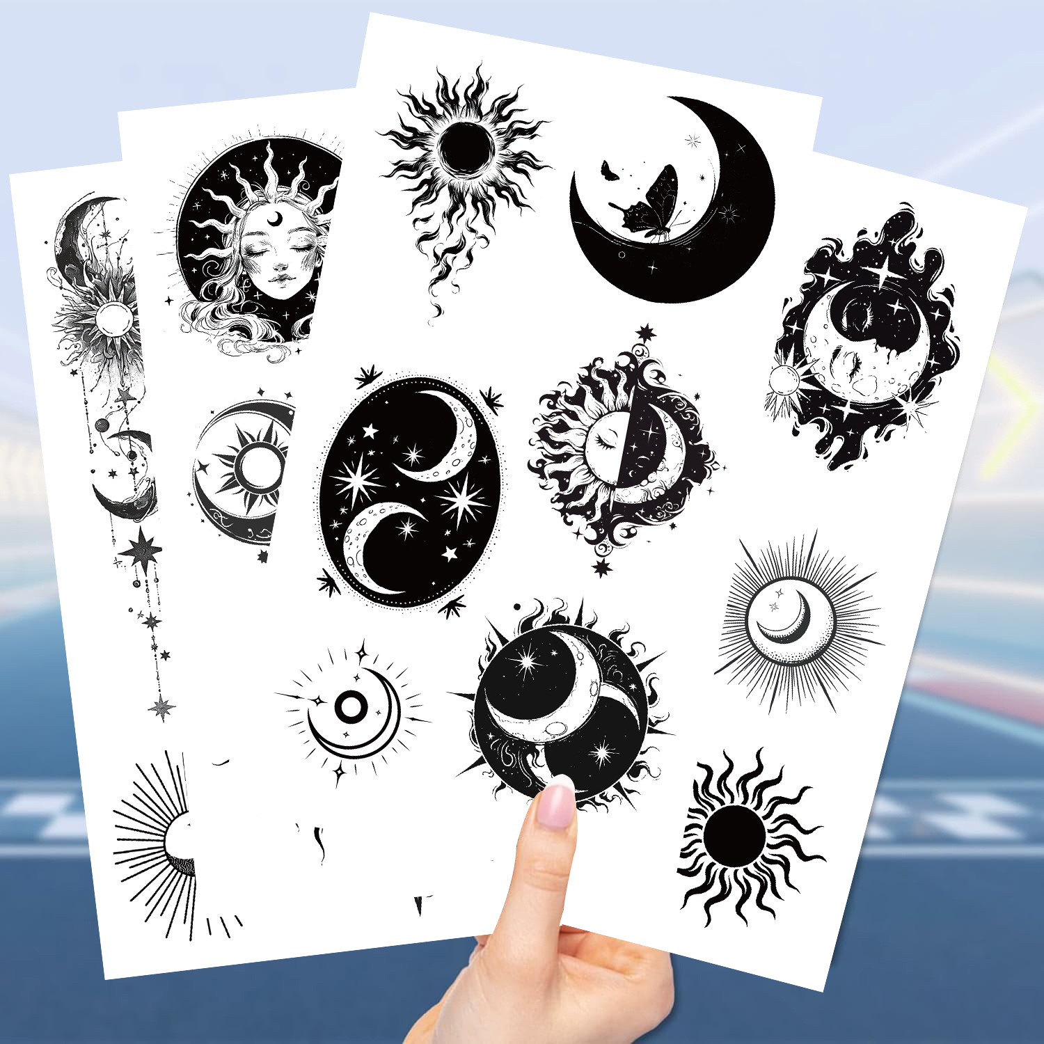 Sun Moon Transfer Decal Tattoos & Body Art 10 PCS/Package display picture 5