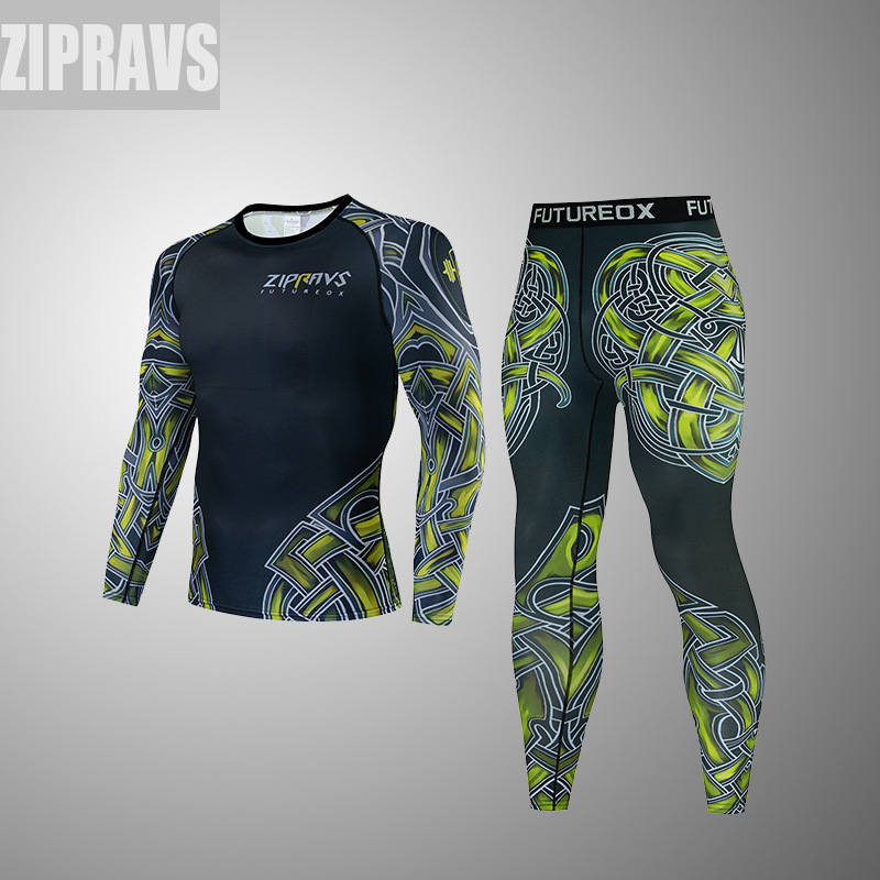 In stock supply workout clothes men's running sweat-wicking quick-drying long-sleeved tights Outdoor Sports Basketball training clothes