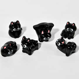卡通树脂萌粒罗小黑战记小黑猫动物装饰创意桌面车载小摆件工艺品